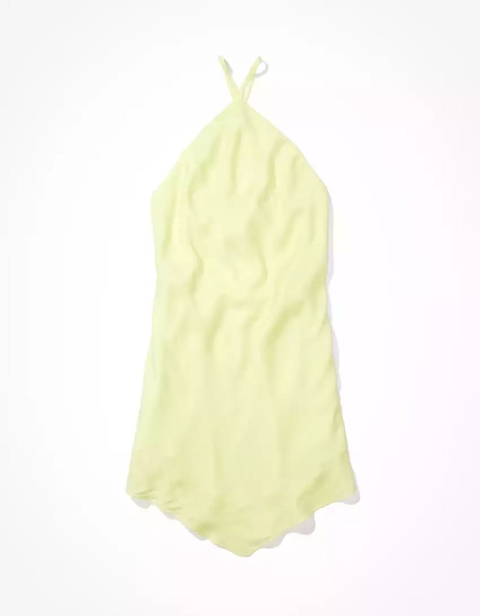 Mini Robe American Eagle AE Silky Halter Jaune Femme | IGU-05162607